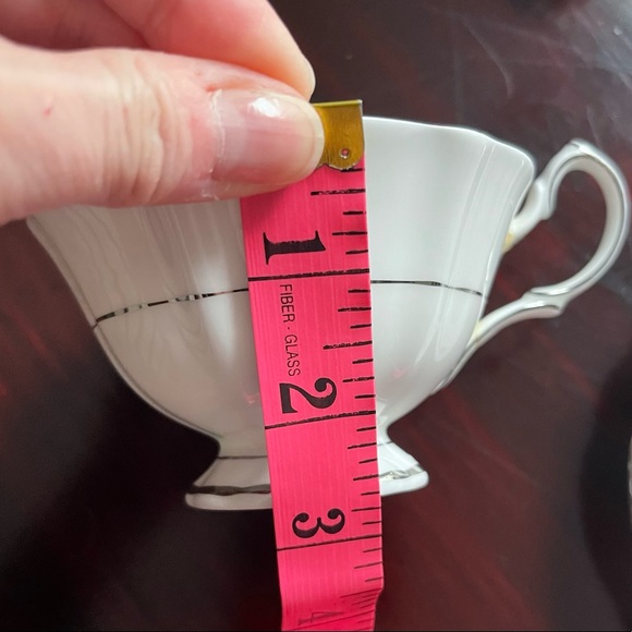 Queen Anne White & Silver Wide Mouth Teacup & Saucer - Picture 11 of 12